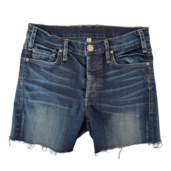 McGuire Denim Distressed Button Front Raw Hem Denim Shorts 25 - Picture 2 of 9